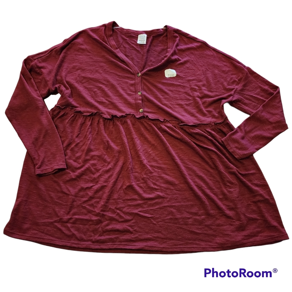 NWOT Wine colored maternity shirt with long sleeves L